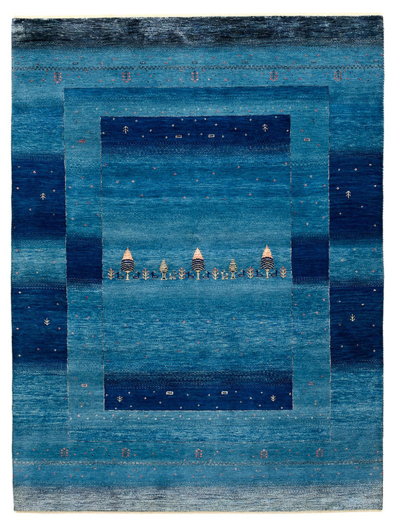 Gabbeh-tæppe - Loribaft Indus - 201 x 152 cm - havblå
