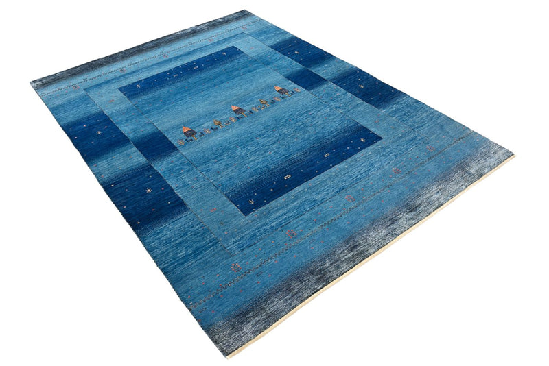 Gabbeh-tæppe - Loribaft Indus - 201 x 152 cm - havblå