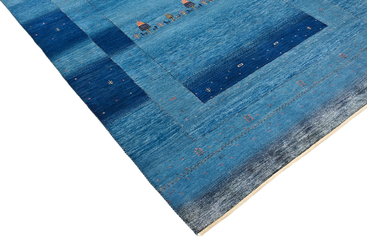Gabbeh-tæppe - Loribaft Indus - 201 x 152 cm - havblå