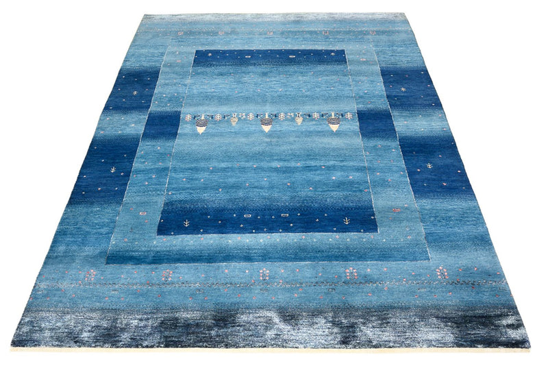 Gabbeh-tæppe - Loribaft Indus - 201 x 152 cm - havblå