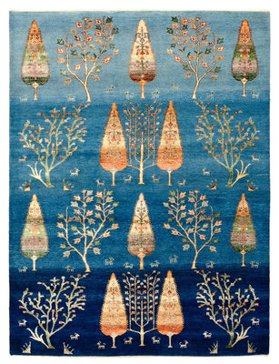 Gabbeh-tæppe - Loribaft Indus - 203 x 155 cm - havblå