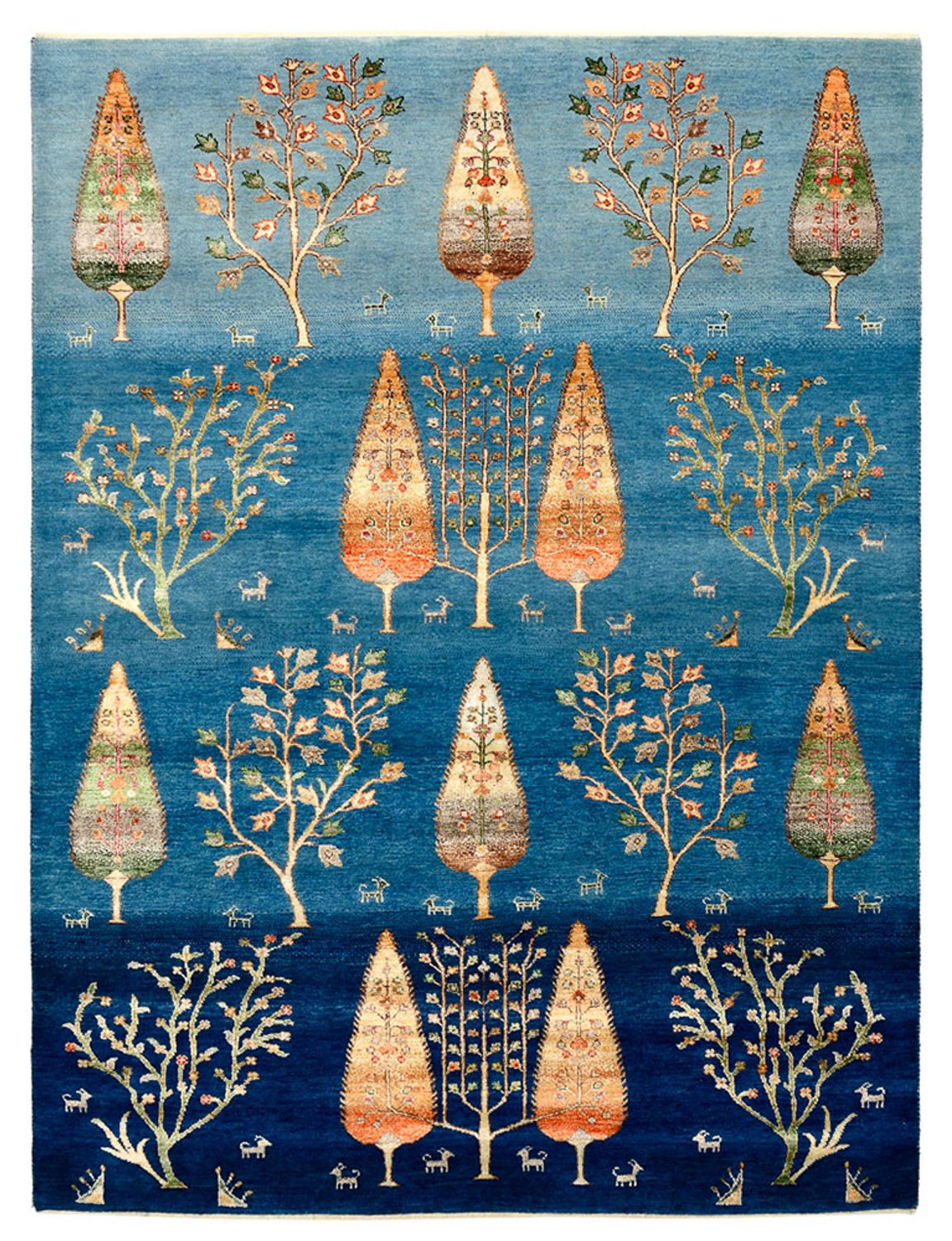 Gabbeh-tæppe - Loribaft Indus - 203 x 155 cm - havblå