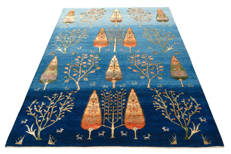 Gabbeh-tæppe - Loribaft Indus - 203 x 155 cm - havblå