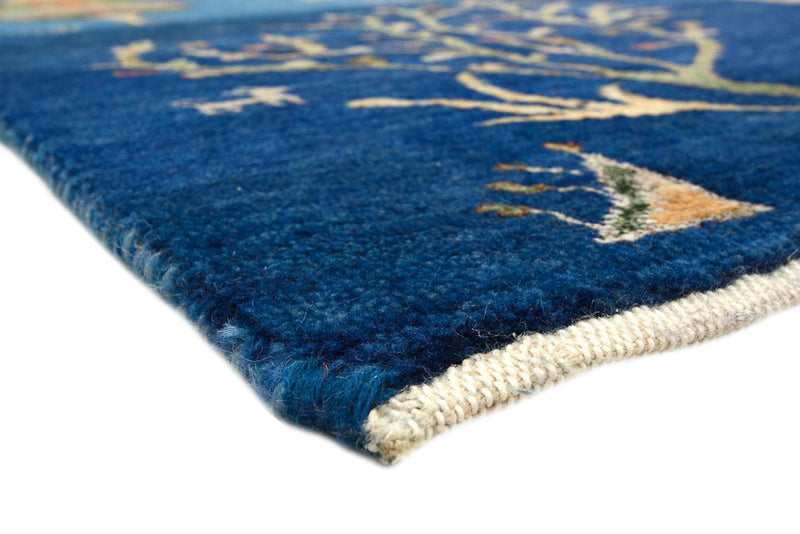 Gabbeh-tæppe - Loribaft Indus - 203 x 155 cm - havblå