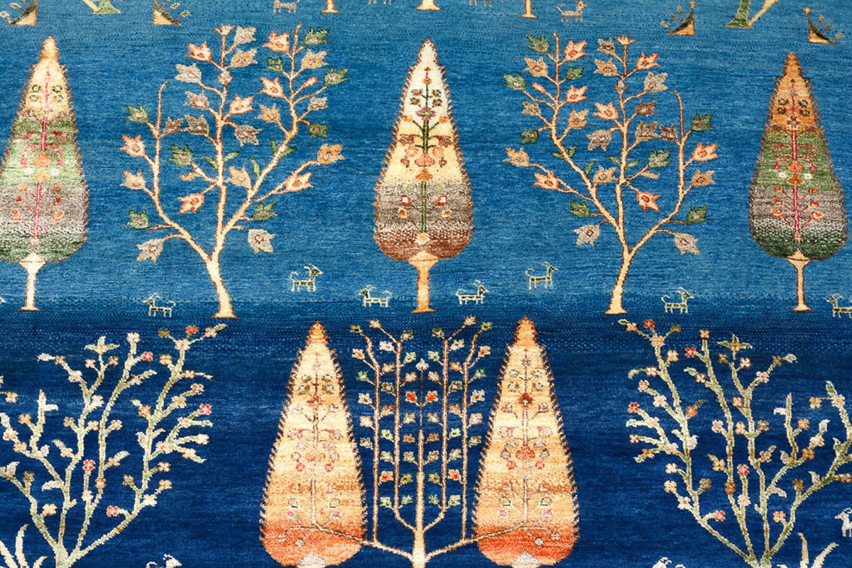 Gabbeh-tæppe - Loribaft Indus - 203 x 155 cm - havblå