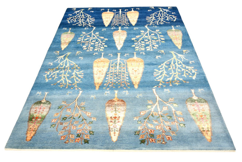 Gabbeh-tæppe - Loribaft Indus - 203 x 155 cm - havblå