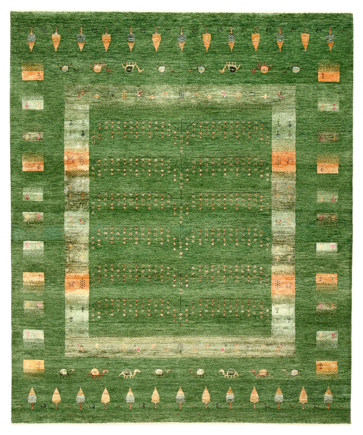 Gabbeh-tæppe - Loribaft Indus - 246 x 206 cm - grøn