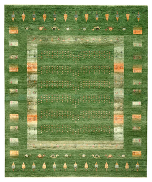 Gabbeh-tæppe - Loribaft Indus - 246 x 206 cm - grøn