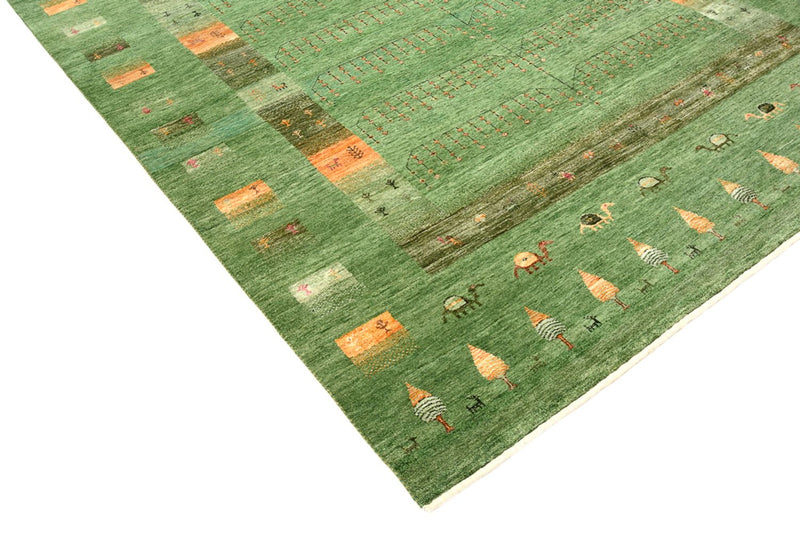 Gabbeh-tæppe - Loribaft Indus - 246 x 206 cm - grøn