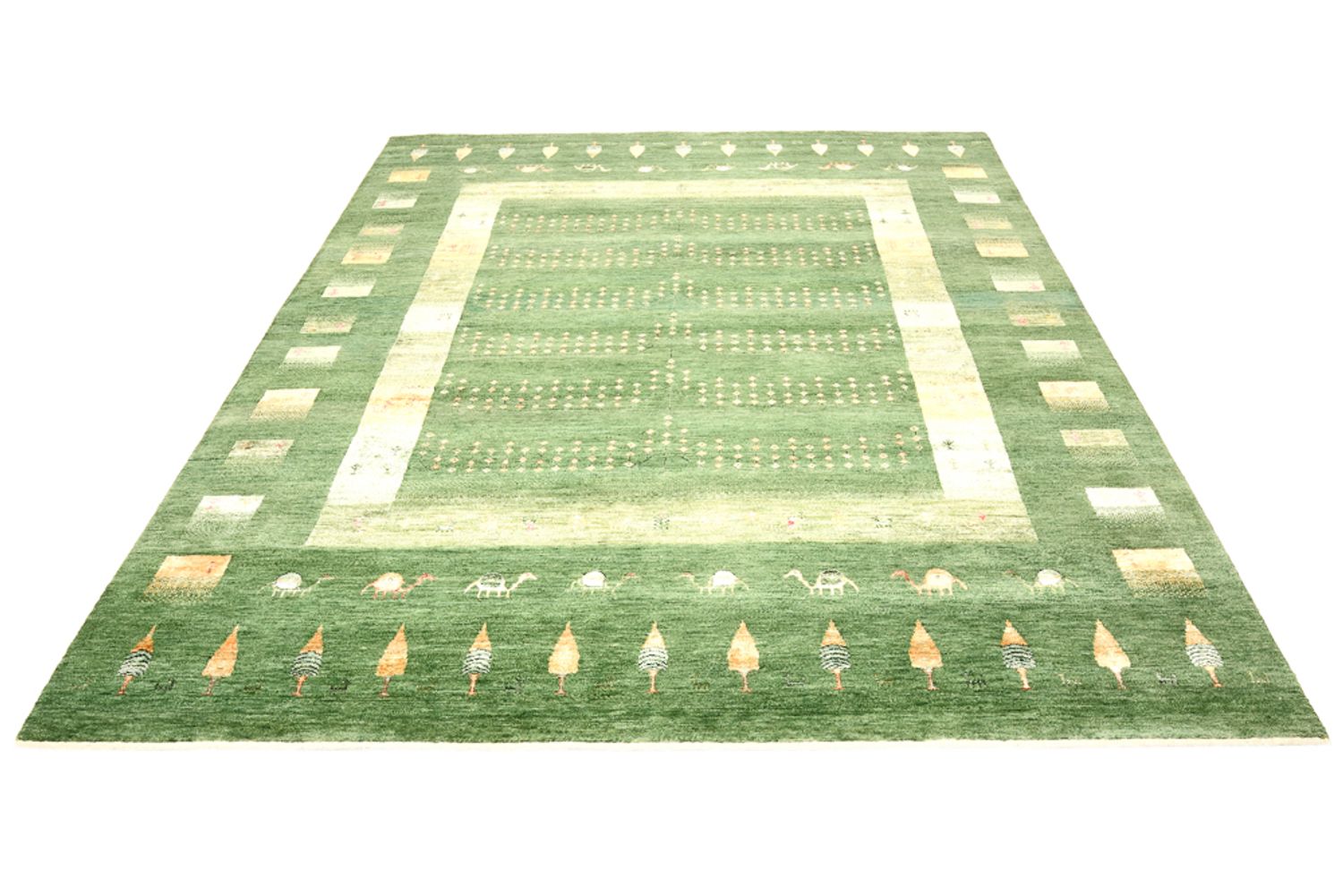 Gabbeh-tæppe - Loribaft Indus - 246 x 206 cm - grøn