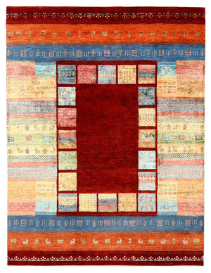 Gabbeh-tæppe - Loribaft Indus - 199 x 153 cm - rød