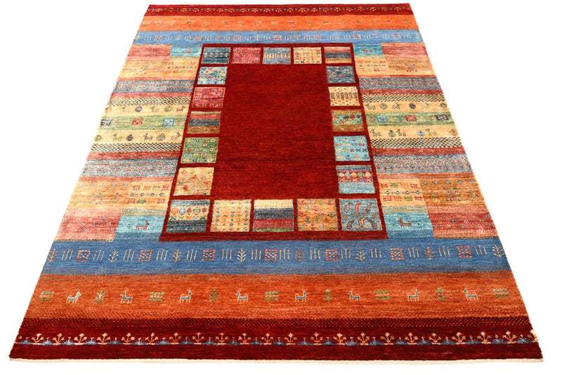 Gabbeh-tæppe - Loribaft Indus - 199 x 153 cm - rød