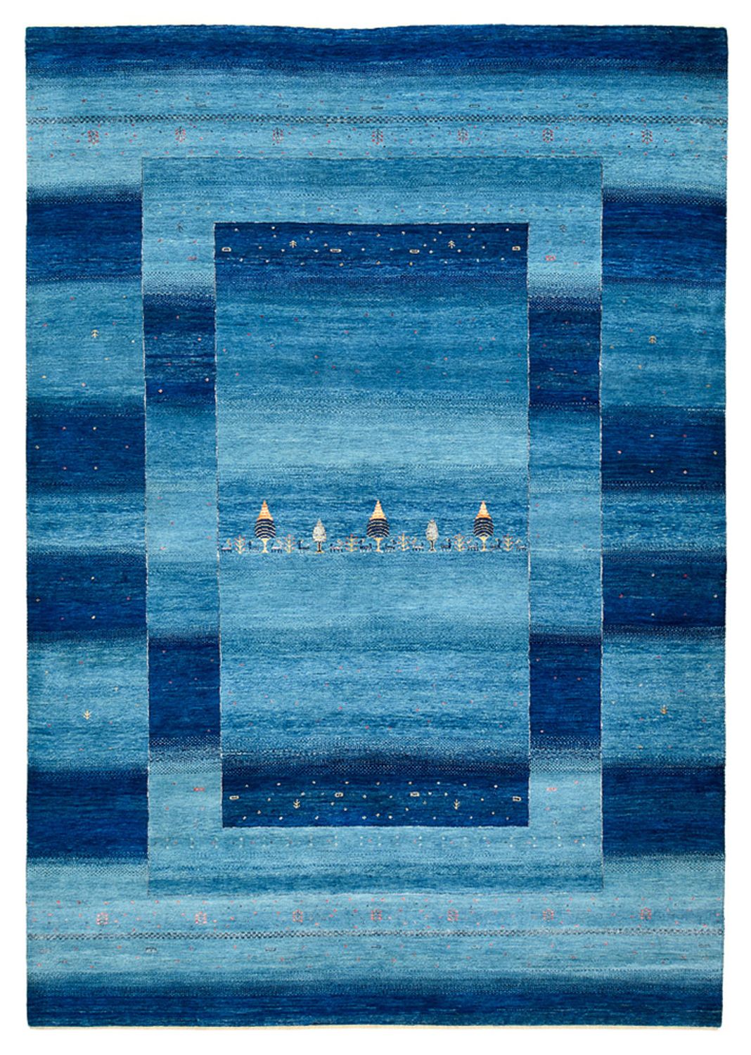 Gabbeh-tæppe - Loribaft Indus - 294 x 205 cm - havblå