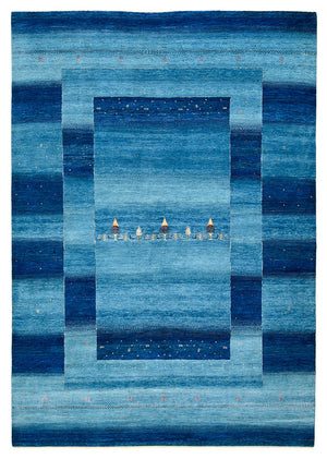 Gabbeh-tæppe - Loribaft Indus - 294 x 205 cm - havblå