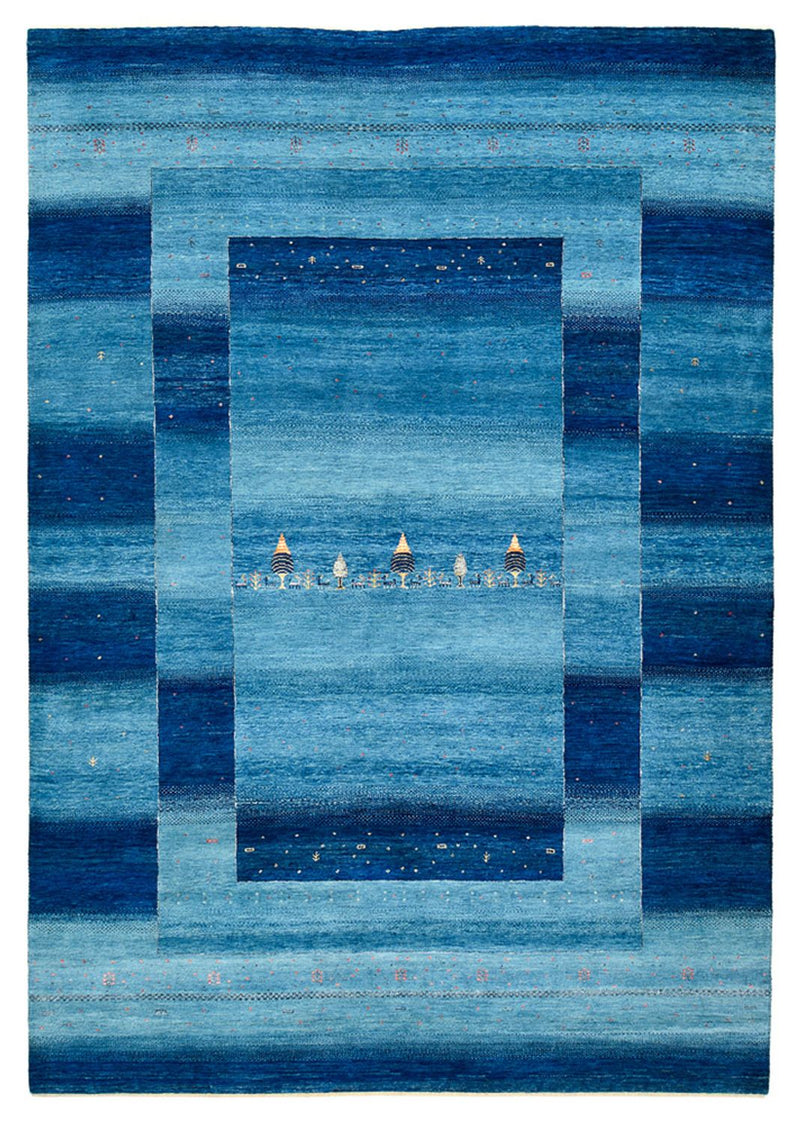 Gabbeh-tæppe - Loribaft Indus - 294 x 205 cm - havblå