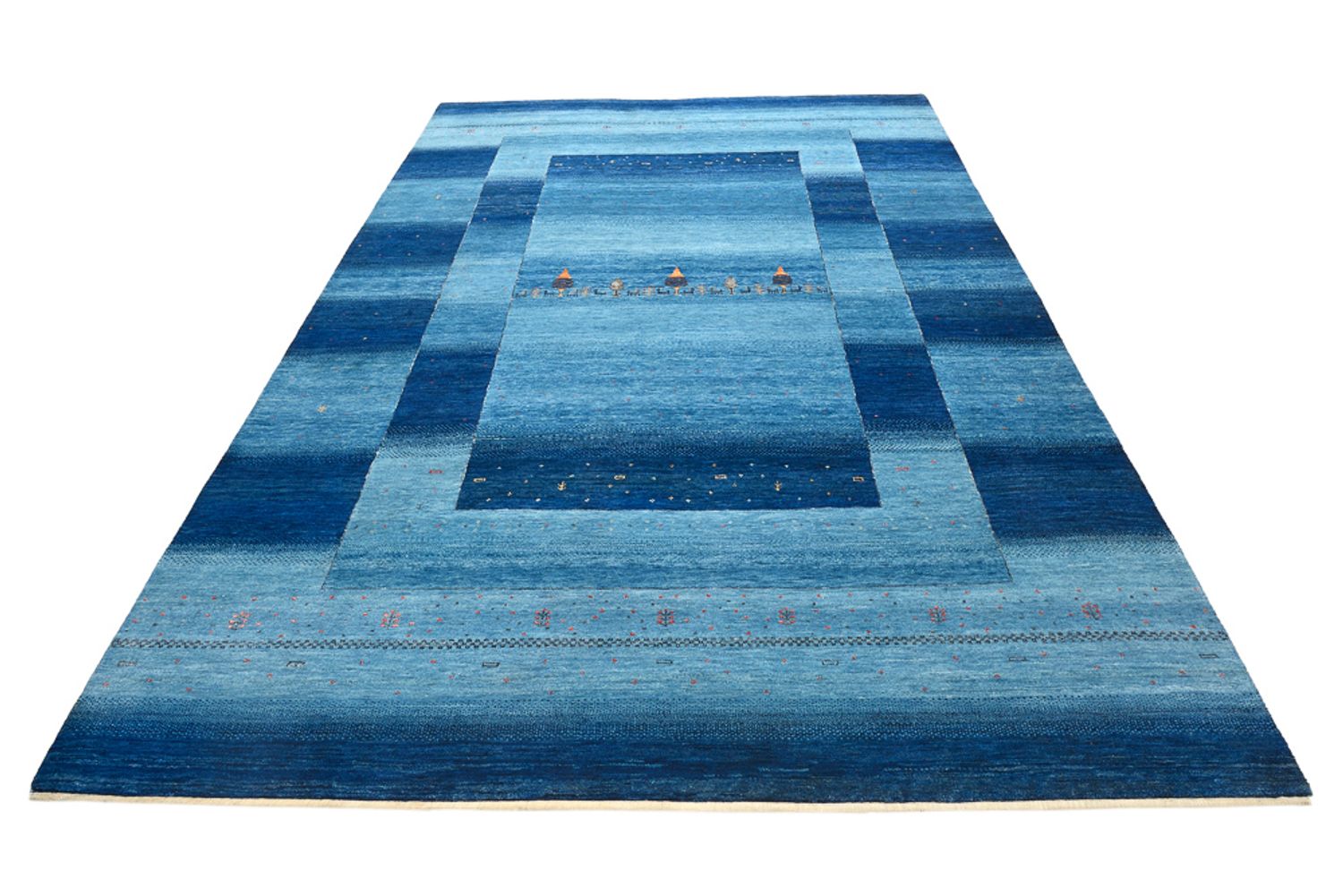Gabbeh-tæppe - Loribaft Indus - 294 x 205 cm - havblå