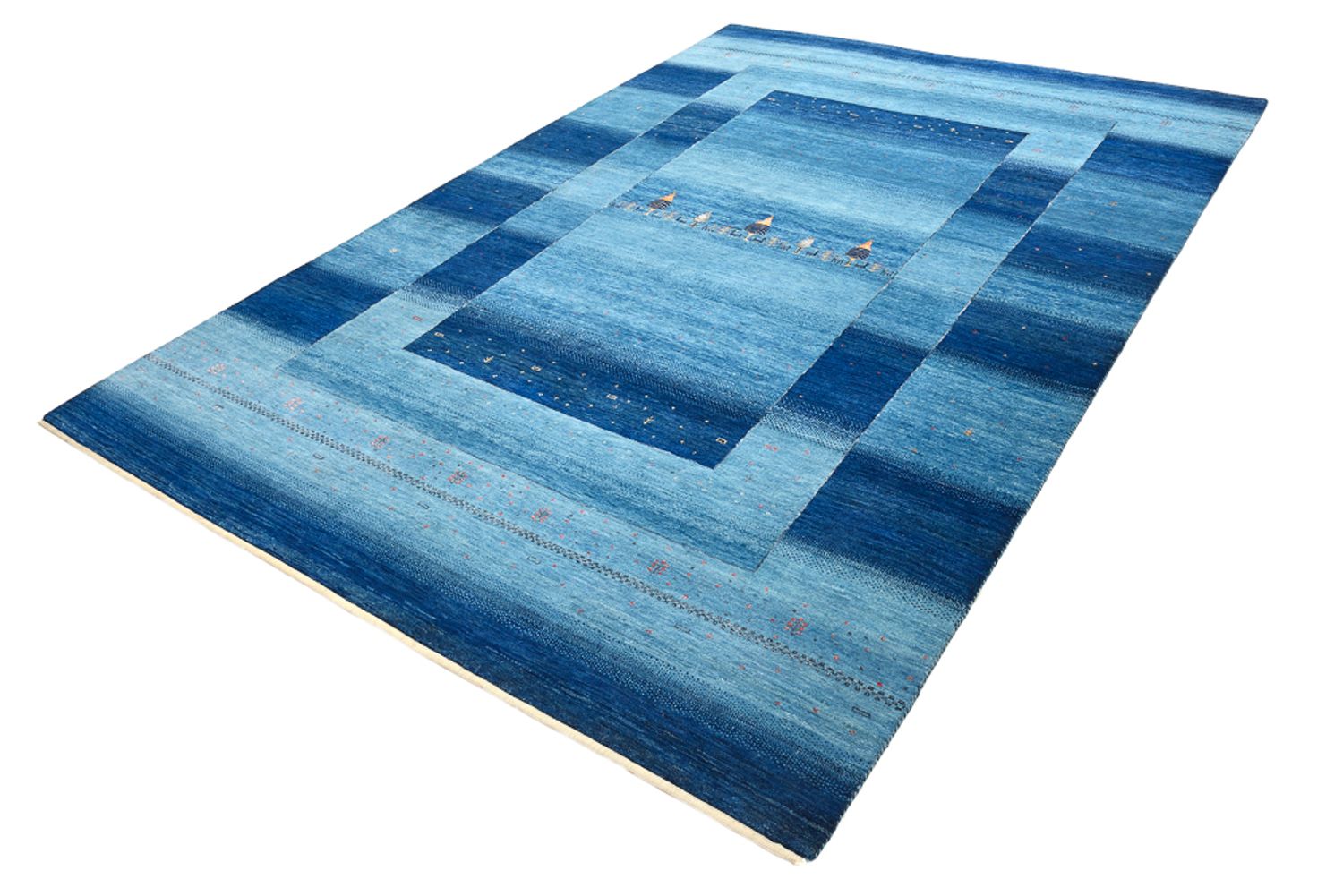 Gabbeh-tæppe - Loribaft Indus - 294 x 205 cm - havblå