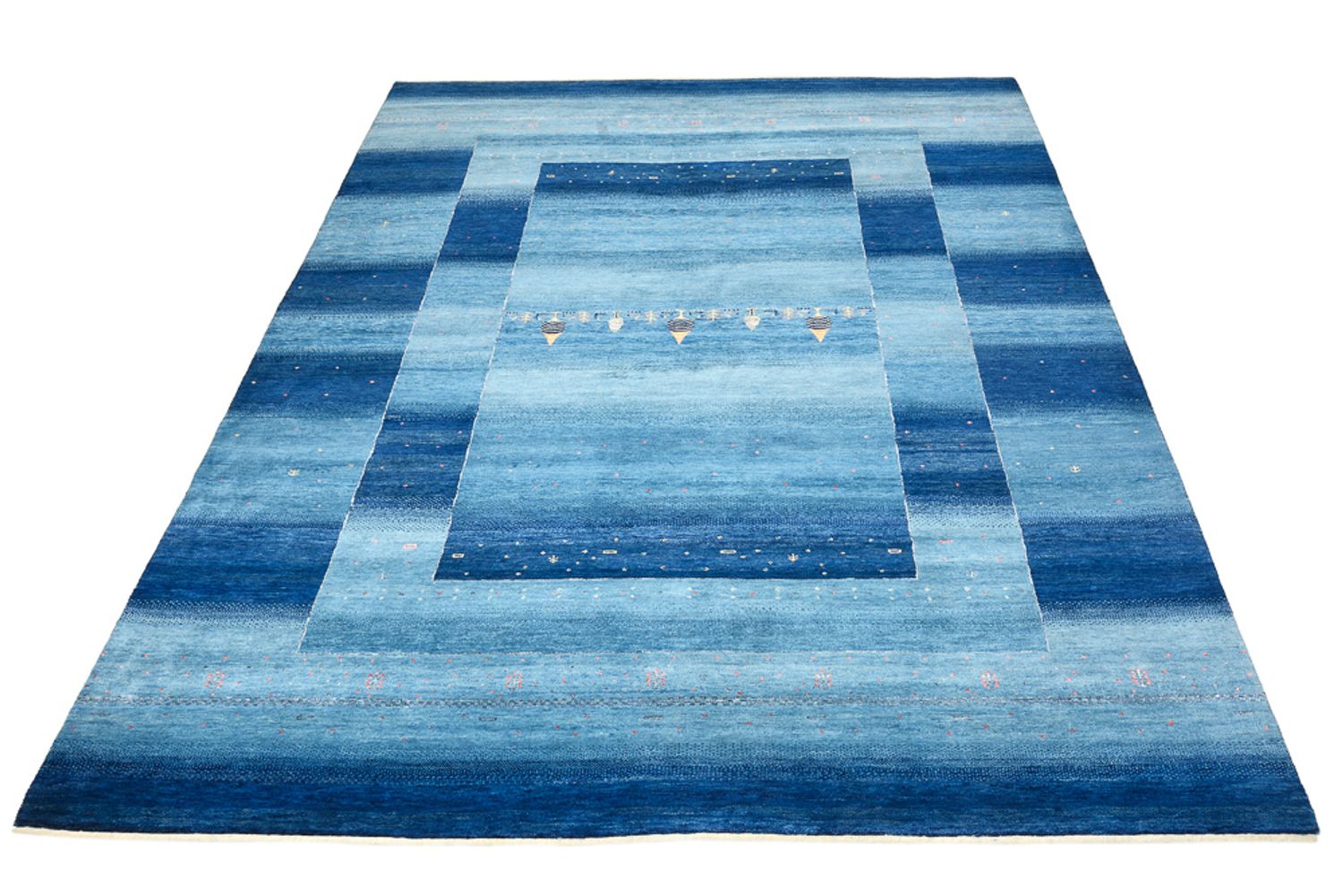 Gabbeh-tæppe - Loribaft Indus - 294 x 205 cm - havblå