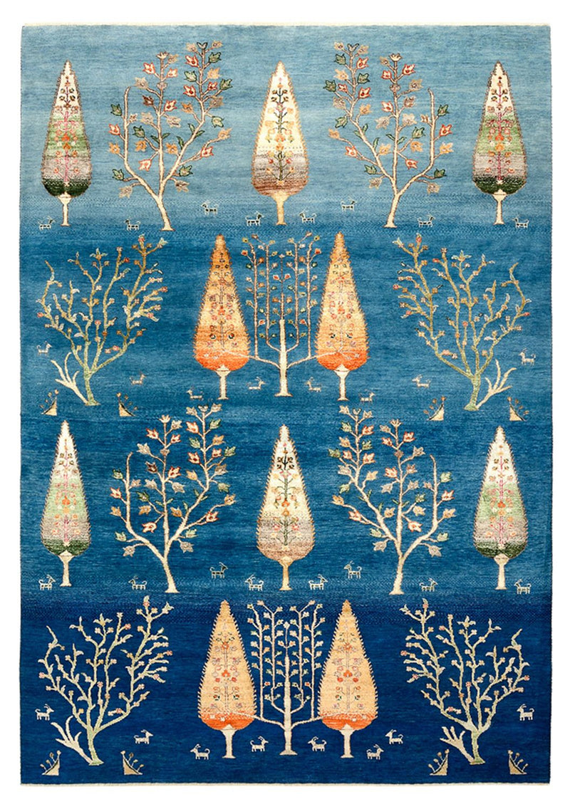 Gabbeh-tæppe - Loribaft Indus - 247 x 173 cm - havblå