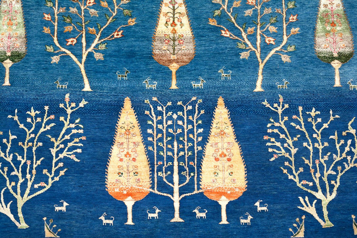 Gabbeh-tæppe - Loribaft Indus - 247 x 173 cm - havblå