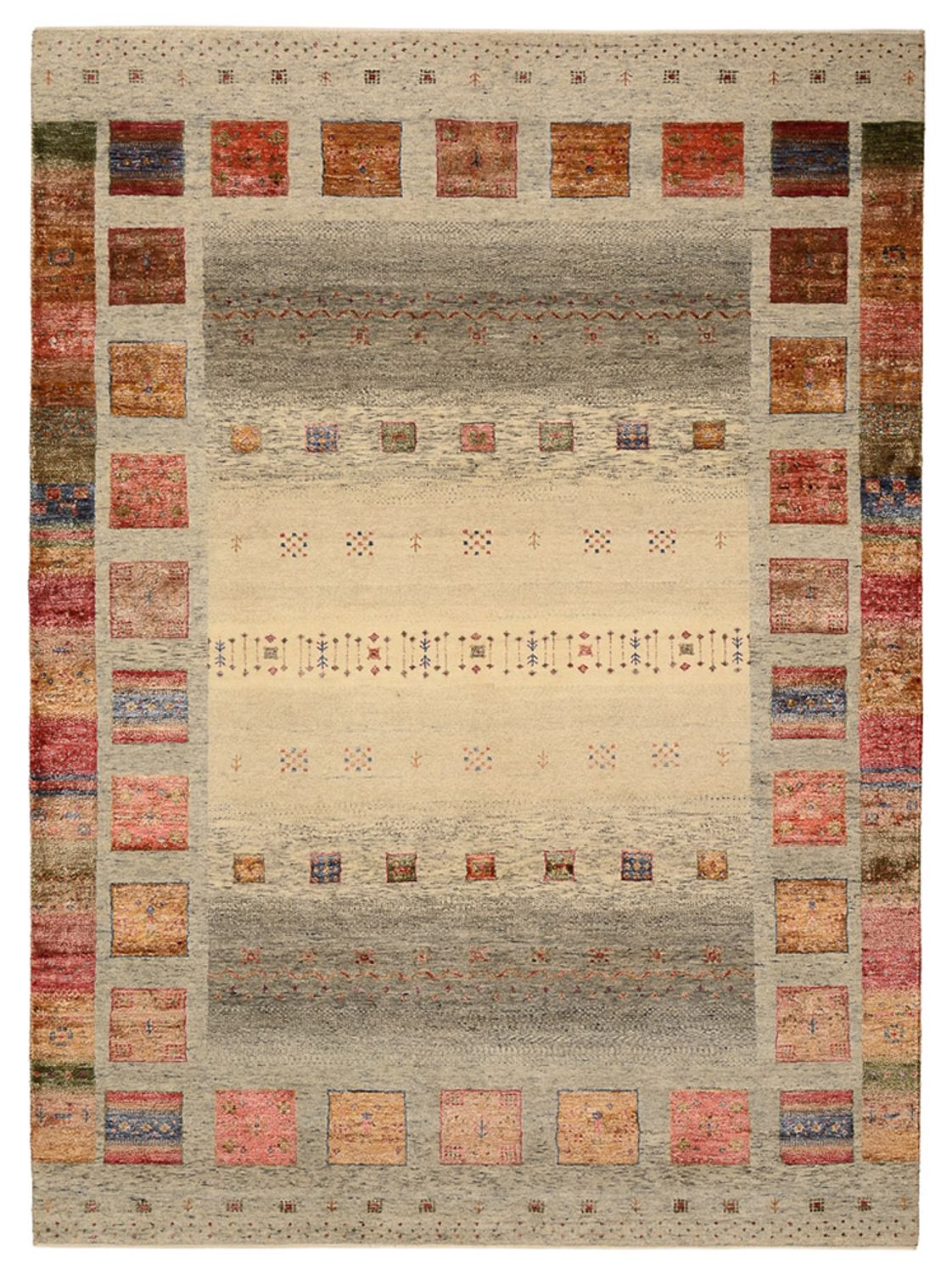 Gabbeh-tæppe - Loribaft Indus - 242 x 177 cm - mørk beige