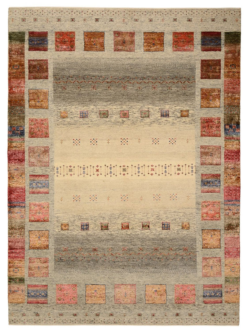 Gabbeh-tæppe - Loribaft Indus - 242 x 177 cm - mørk beige