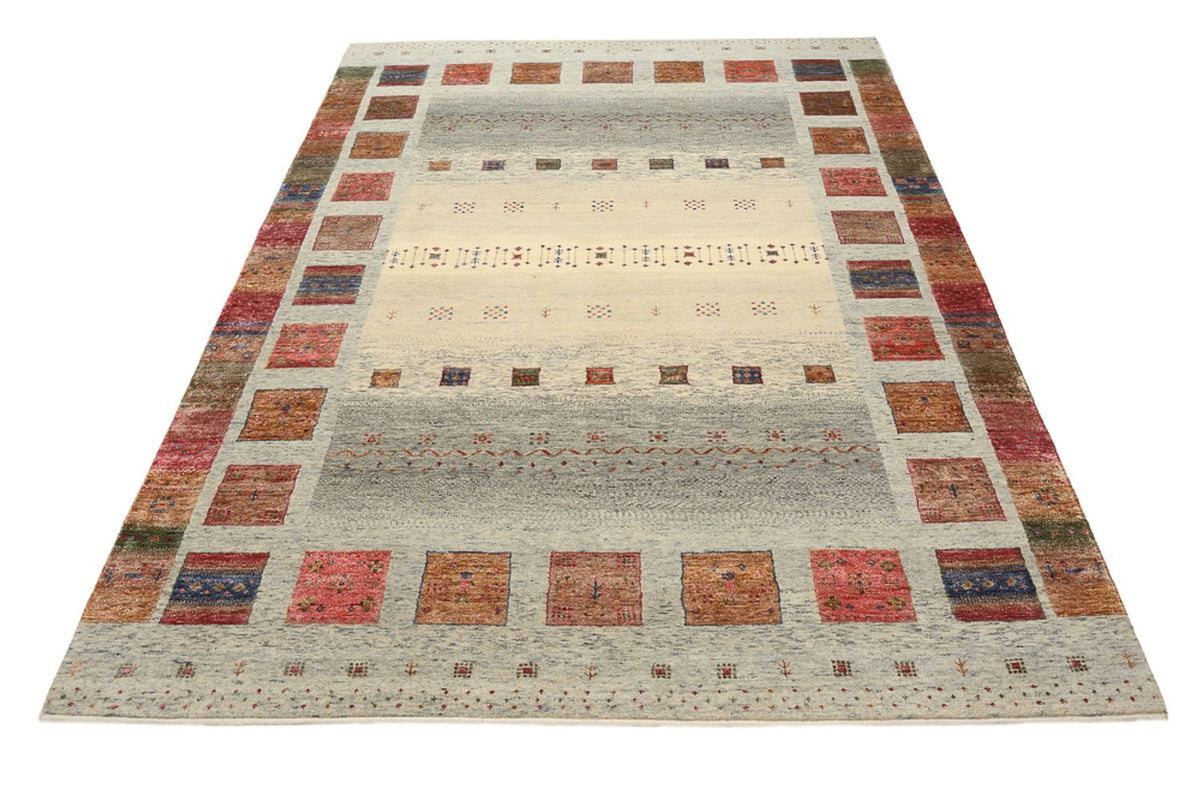 Gabbeh-tæppe - Loribaft Indus - 242 x 177 cm - mørk beige
