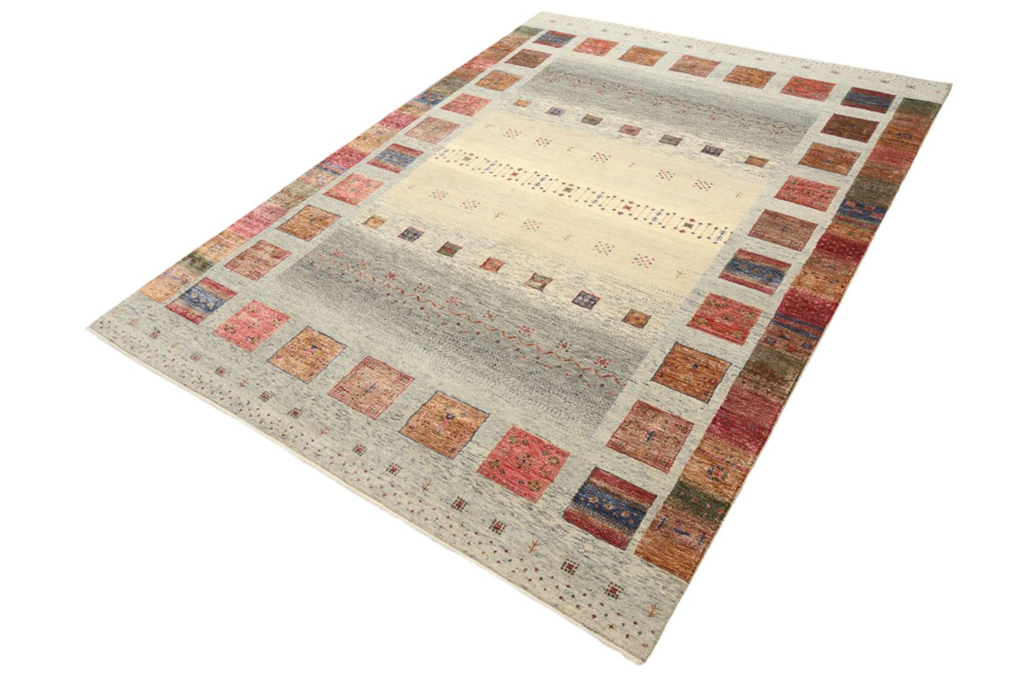 Gabbeh-tæppe - Loribaft Indus - 242 x 177 cm - mørk beige