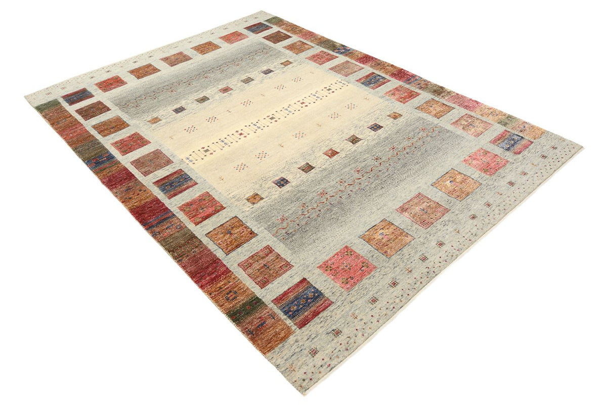 Gabbeh-tæppe - Loribaft Indus - 242 x 177 cm - mørk beige