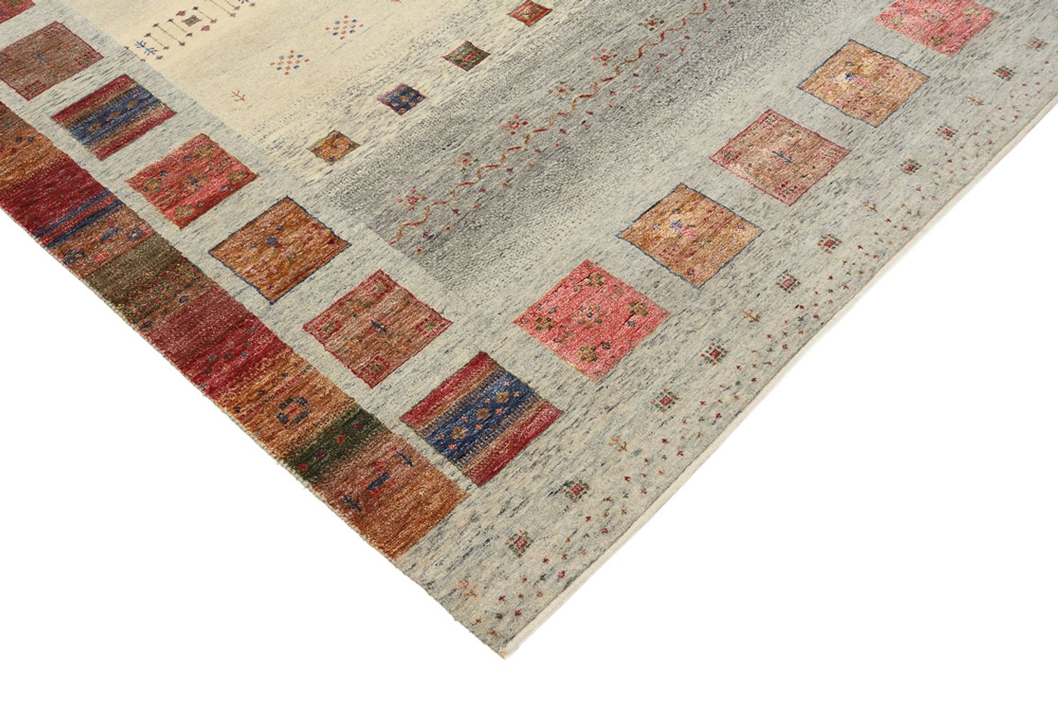 Gabbeh-tæppe - Loribaft Indus - 242 x 177 cm - mørk beige
