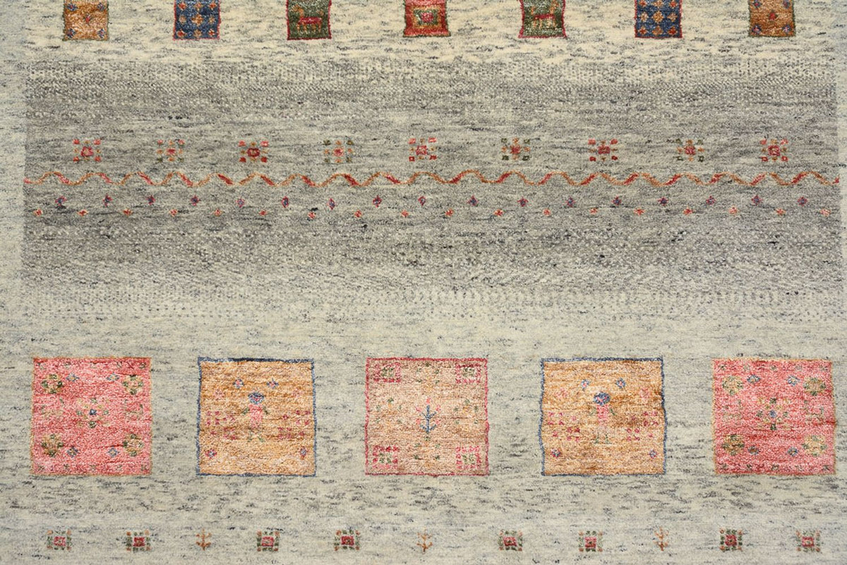 Gabbeh-tæppe - Loribaft Indus - 242 x 177 cm - mørk beige