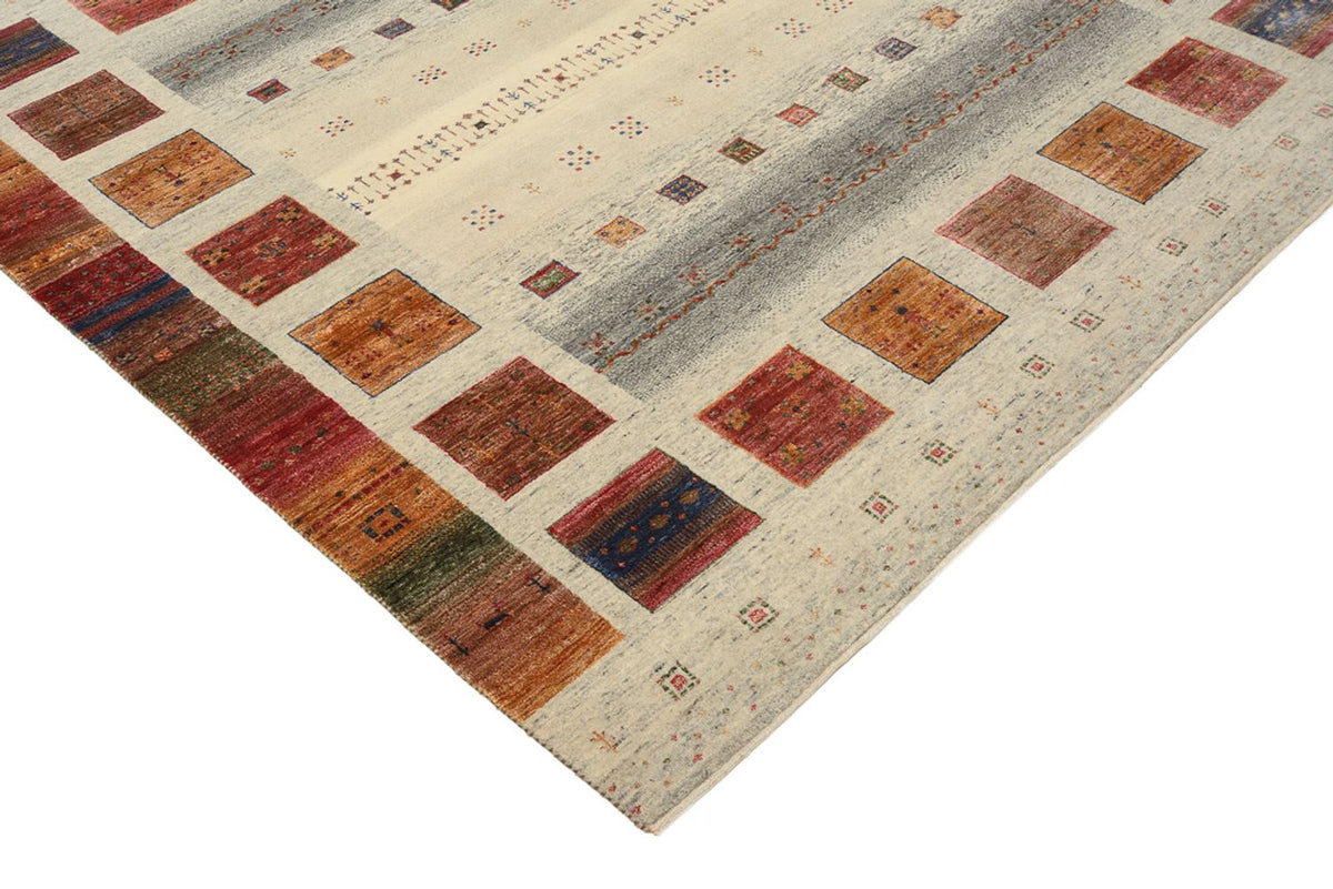 Gabbeh-tæppe - Loribaft Indus firkantet  - 206 x 204 cm - mørk beige