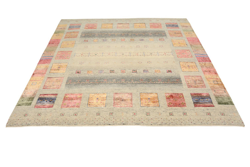 Gabbeh-tæppe - Loribaft Indus firkantet  - 206 x 204 cm - mørk beige