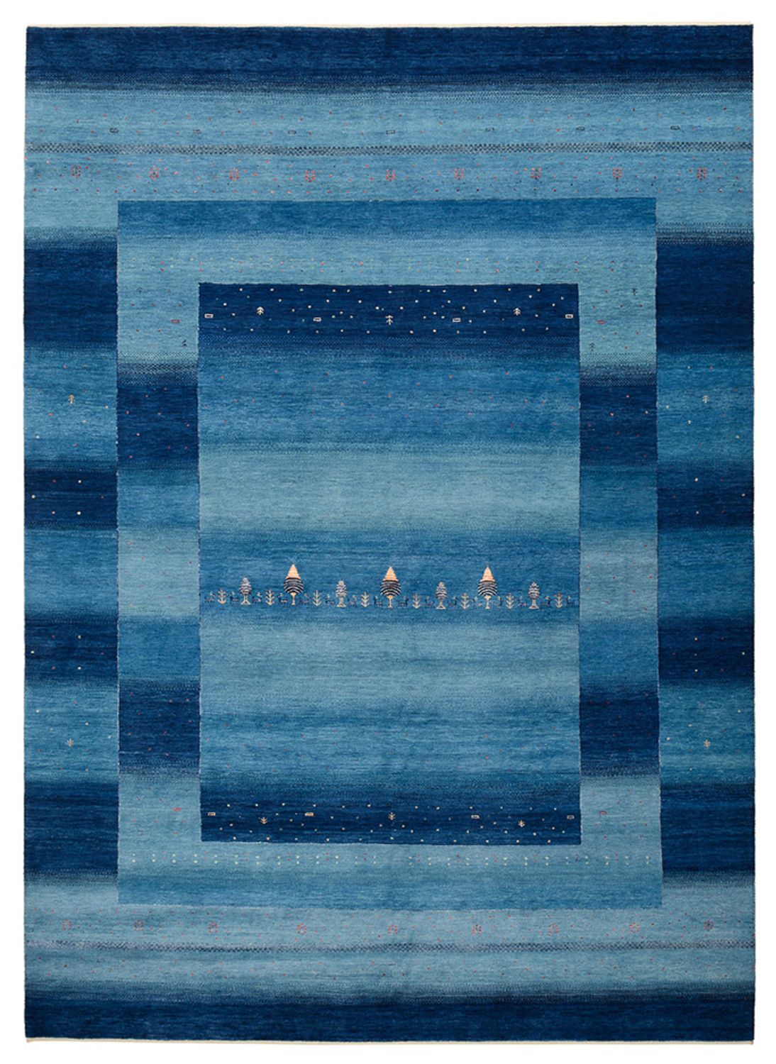 Gabbeh-tæppe - Loribaft Indus - 345 x 247 cm - havblå