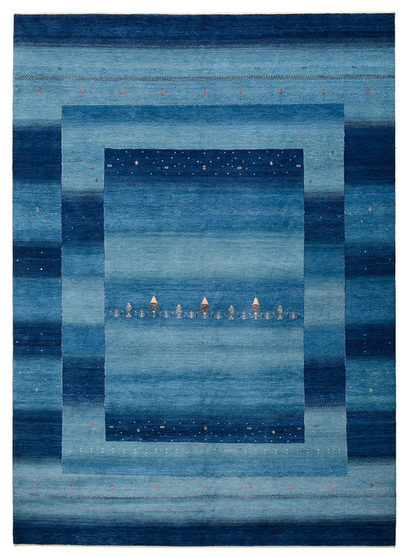 Gabbeh-tæppe - Loribaft Indus - 345 x 247 cm - havblå