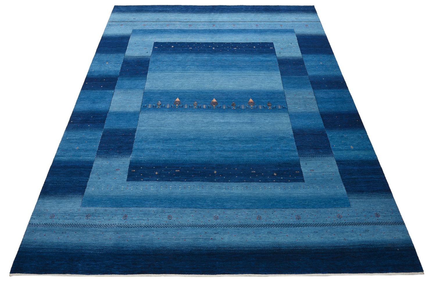 Gabbeh-tæppe - Loribaft Indus - 345 x 247 cm - havblå