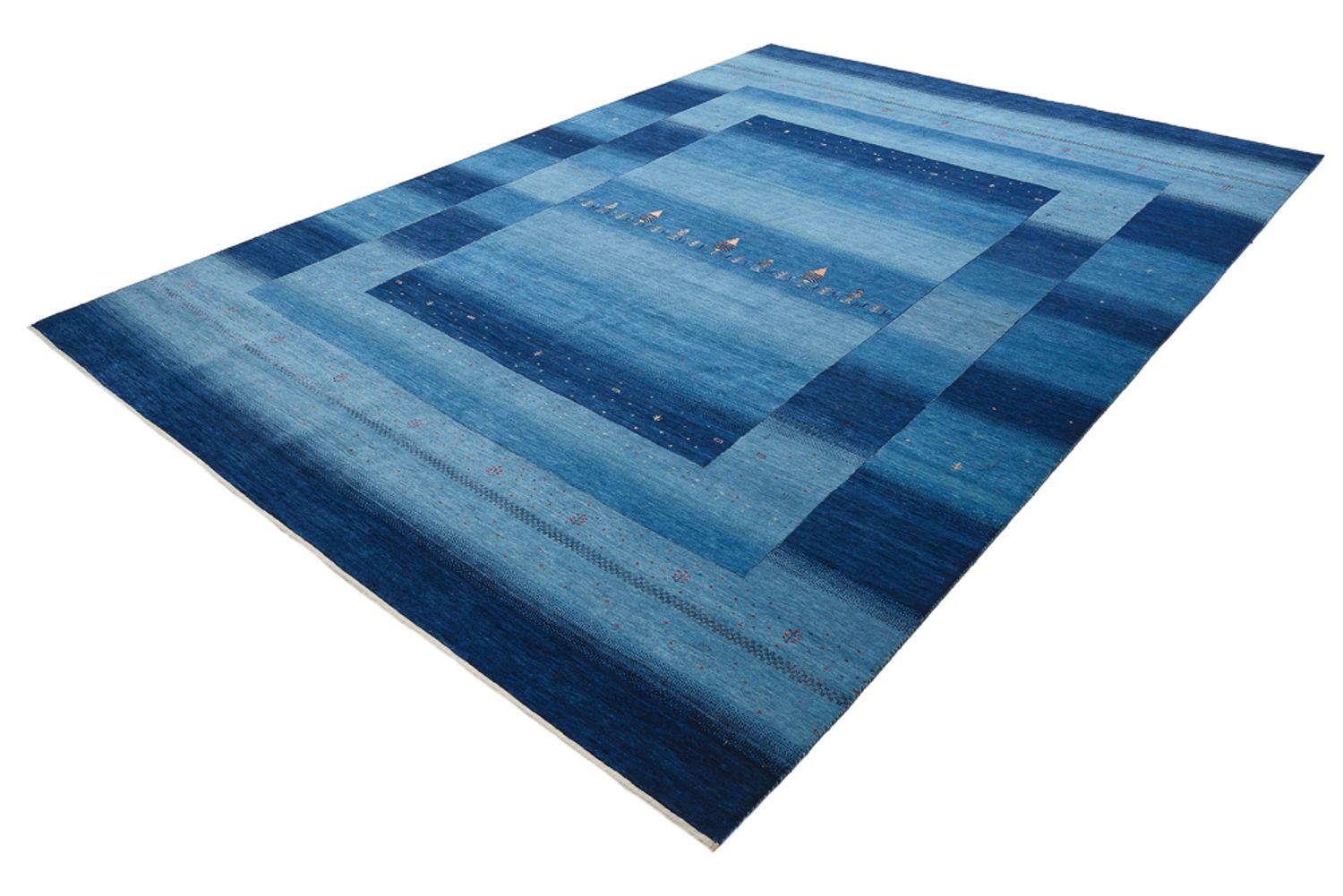 Gabbeh-tæppe - Loribaft Indus - 345 x 247 cm - havblå