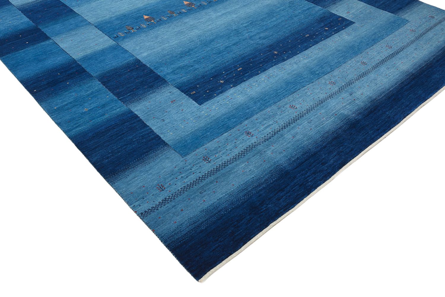 Gabbeh-tæppe - Loribaft Indus - 345 x 247 cm - havblå