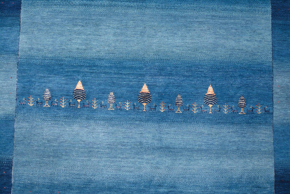 Gabbeh-tæppe - Loribaft Indus - 345 x 247 cm - havblå