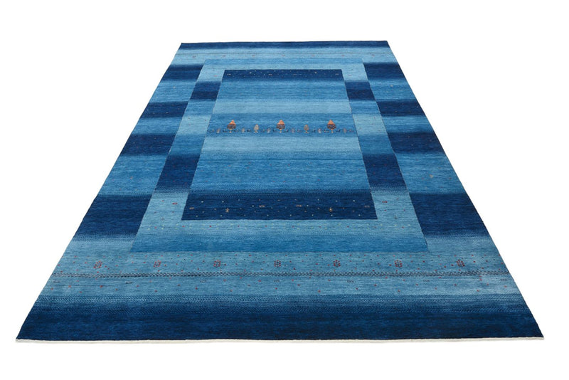 Gabbeh-tæppe - Loribaft Indus - 304 x 204 cm - havblå