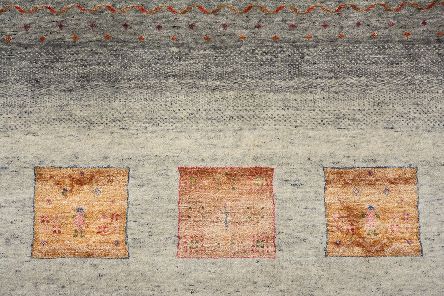 Gabbeh-tæppe - Loribaft Indus - 354 x 248 cm - mørk beige