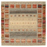 Gabbeh-tæppe - Loribaft Indus firkantet  - 156 x 152 cm - mørk beige