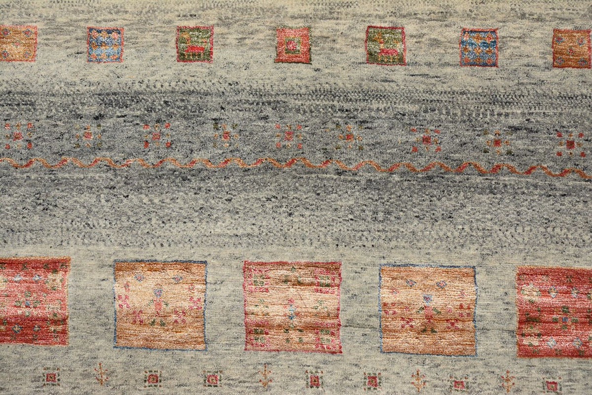 Gabbeh-tæppe - Loribaft Indus firkantet  - 156 x 152 cm - mørk beige