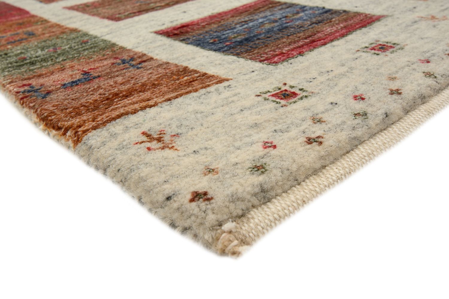 Gabbeh-tæppe - Loribaft Indus firkantet  - 156 x 156 cm - mørk beige