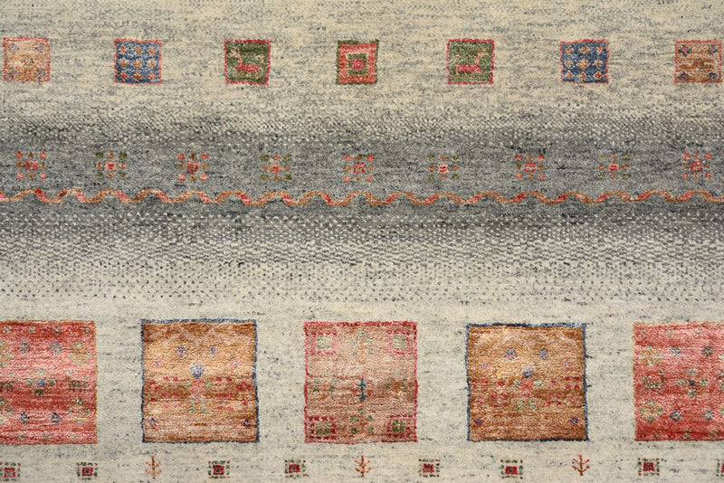 Gabbeh-tæppe - Loribaft Indus firkantet  - 156 x 156 cm - mørk beige