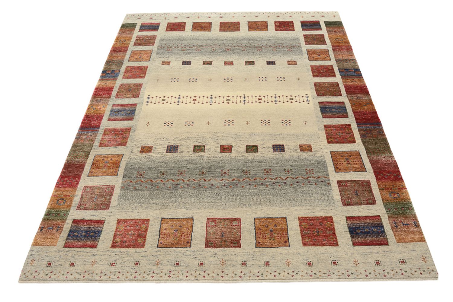 Gabbeh-tæppe - Loribaft Indus - 204 x 154 cm - mørk beige