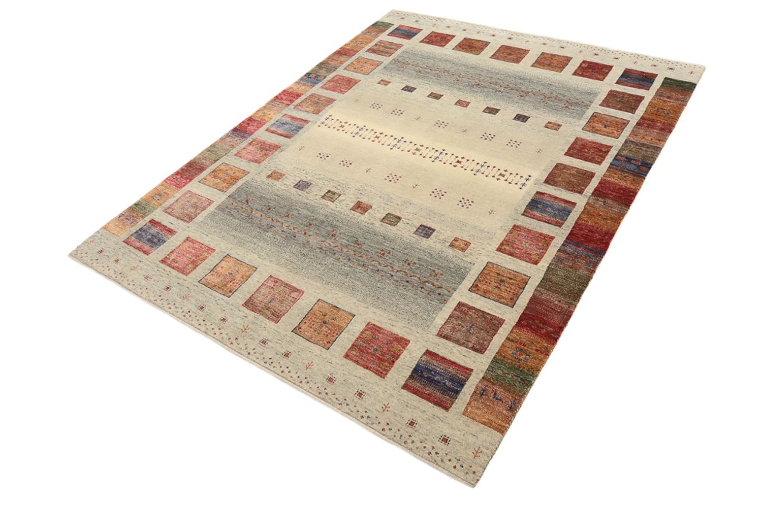 Gabbeh-tæppe - Loribaft Indus - 204 x 154 cm - mørk beige