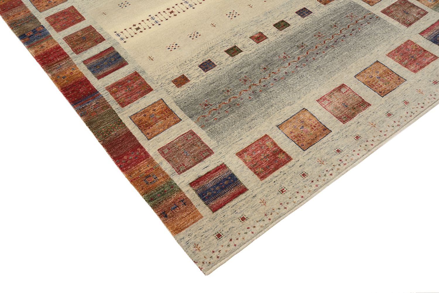 Gabbeh-tæppe - Loribaft Indus - 204 x 154 cm - mørk beige