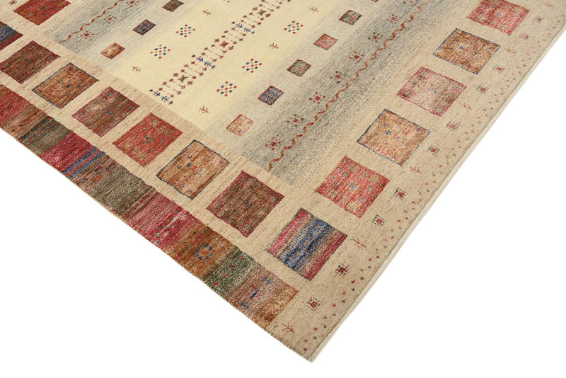 Gabbeh-tæppe - Loribaft Indus firkantet  - 155 x 153 cm - mørk beige