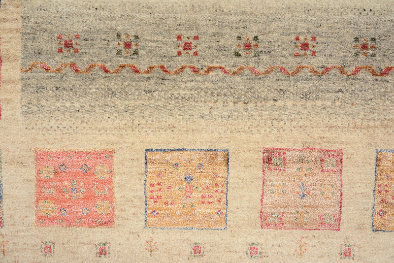 Gabbeh-tæppe - Loribaft Indus firkantet  - 155 x 153 cm - mørk beige